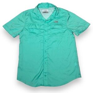 Ocean + Coast Boy’s Short Sleeve Fishing Shirt Aqua Size Large